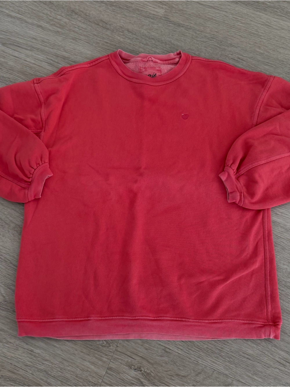 aerie Coral-Red Pullover Sweatshirt with heart detail